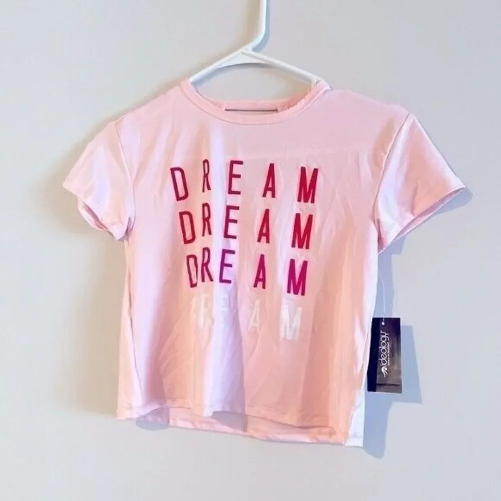 ID IDEOLOGY Big Girls Dream Open Back T-Shirt pink polish size 10